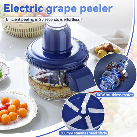 Electric Grape Peeling Machine – Automatic Small Fruit & Garlic Peeler (Blue)